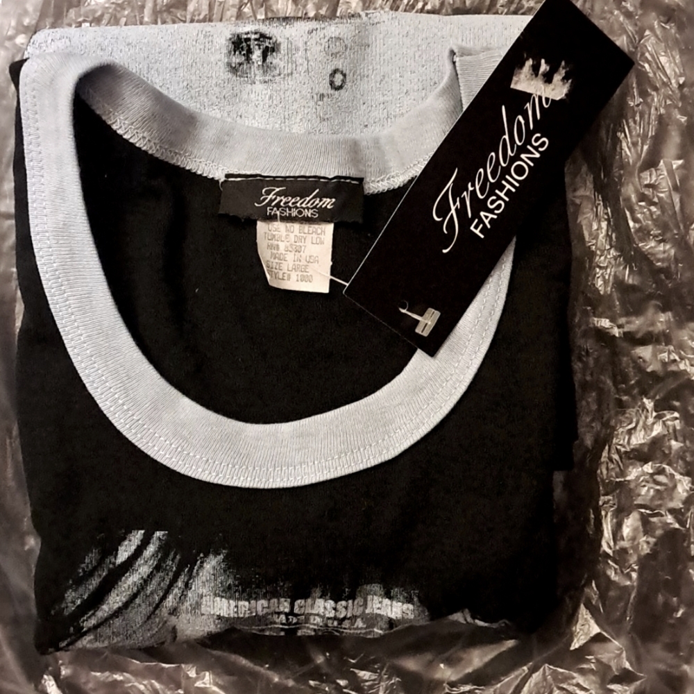 NEW- BABY BLUE, BLACK, TANK TOP SLEEVELESS T, SAYS "JEAN POWER" 4-6, 6, 8 Offer